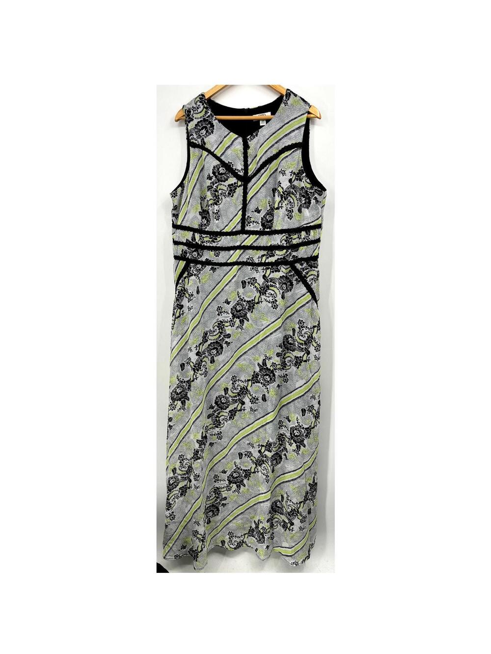 Cato Women's Maxi Dress Plus Size 22W Sleeveless Lime Green Abstract Art